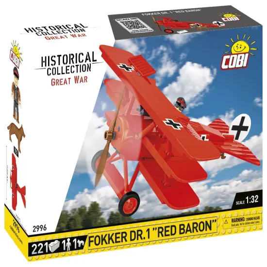 COBI Historical Collection: Great War FOKKER DR.1 "RED BARON" Plane Building Set, 221 Pieces {1}