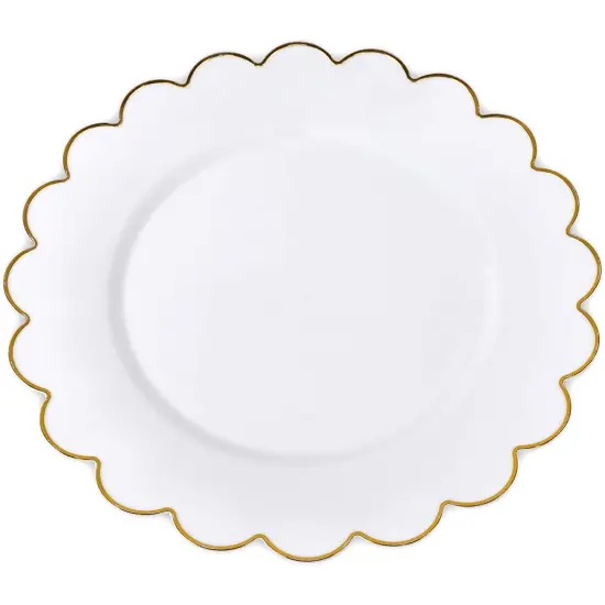 White Plastic Plates with Gold Scalloped Edge (9 Inches, 50 Pack) {6}