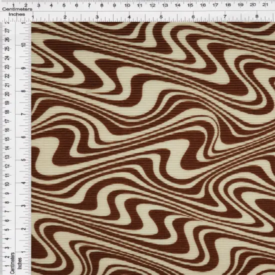 1 Yard Abstract Geo Bodre Interlock Pleated Fabric Lightweight 58/60" Inches Wide BROWN/SAND {4}