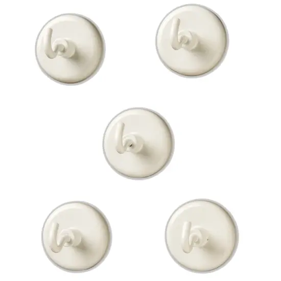Magnetic Hooks, White, Pack of 5 {1}