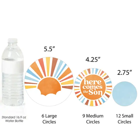 Big Dot of Happiness Here Comes The Son Baby Shower Decor, Boy Boho Giant Circle Confetti, Retro Sunshine Party Decorations - 27 Count {4}