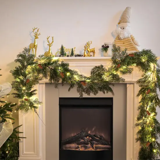 8.8FT Pre-lit Artificial Christmas Garland with Pine Cones {1}