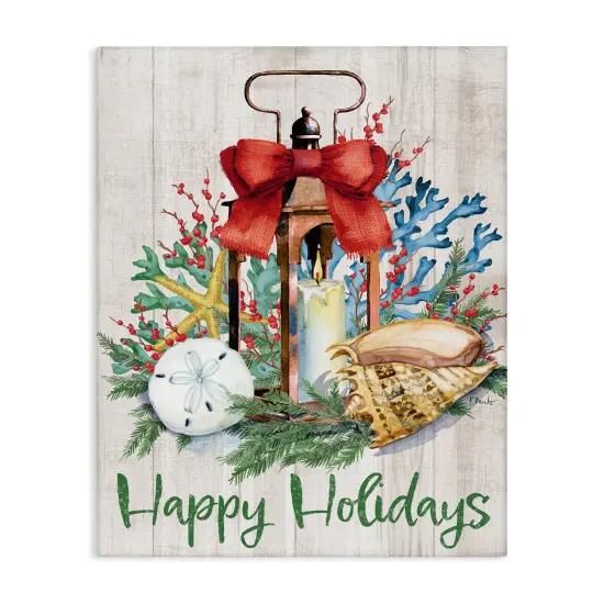 Stupell Industries Happy Holidays Nautical Lantern Canvas Wall Art Design by Paul Brent {1}