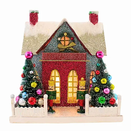 Cody Foster 10.5 Inch Merry & Bright Glitter Chalet Christmas Putz House , Christmas Decor Putz House Nutcracker Christmas Multicolored {1}