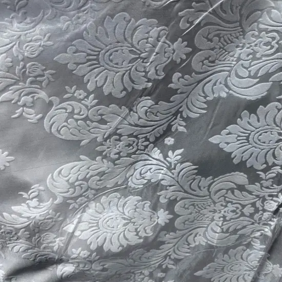 1 Yard Elegant Flocked Damask Taffeta Fabric for Events & Home - 58" Width White/White {1}