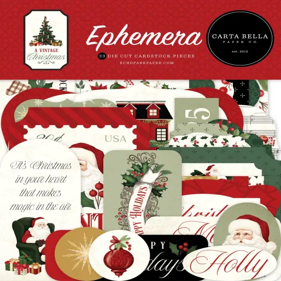 Carta Bella Cardstock Ephemera-Icons, A Vintage Christmas {1}