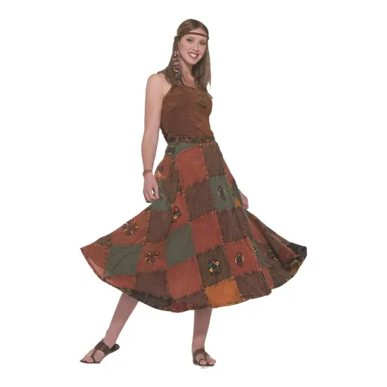 60's 70's Hippie Patch Costume Skirt Adult Standard {1}