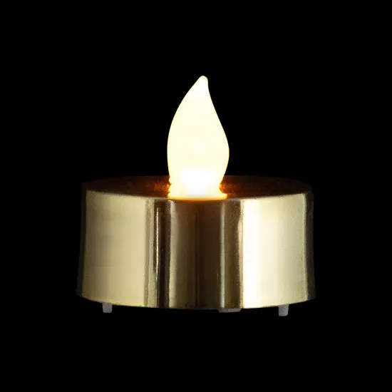 Northlight LED Lighted Flameless Flickering Tea Light Candles - Metallic Gold - Set of 4 {7}
