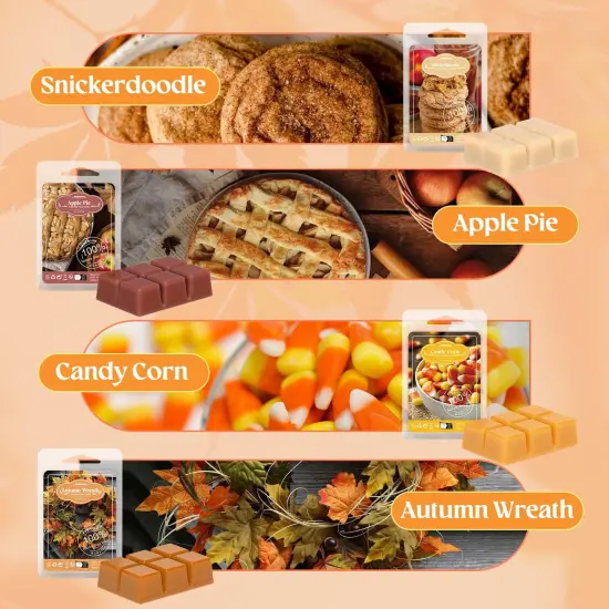 ARVIDSSON Autumn Scented Wax Melts, Fall Soy Wax Cubes for Wax Warmer, Strong Scent Fragrance Wax Tarts, Candle Melts Gift Set, Pumpkin Spice, Cinnamon, Spiced Cider, Pine, Candy Corn, Autumn Wreath {5}