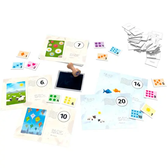 HABA Pio's Pigeon Post Board Game for Kids 5 & Up, A Fun Arithmetic Family Game and Stem Toy with Postcards and Mail Multicolor {3}