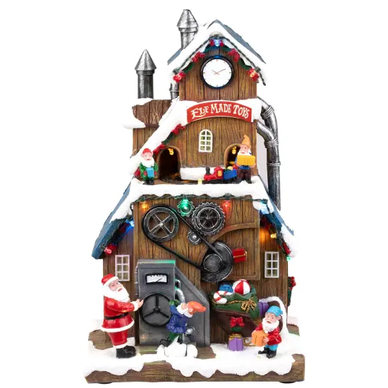 Northlight LED Lighted and Musical Christmas Village Elf Made Toys Shop - 11.5" Multi {6}