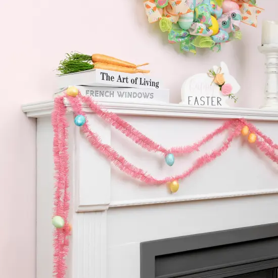 Northlight 25' Tinsel Garland with Easter Eggs - Pink {1}