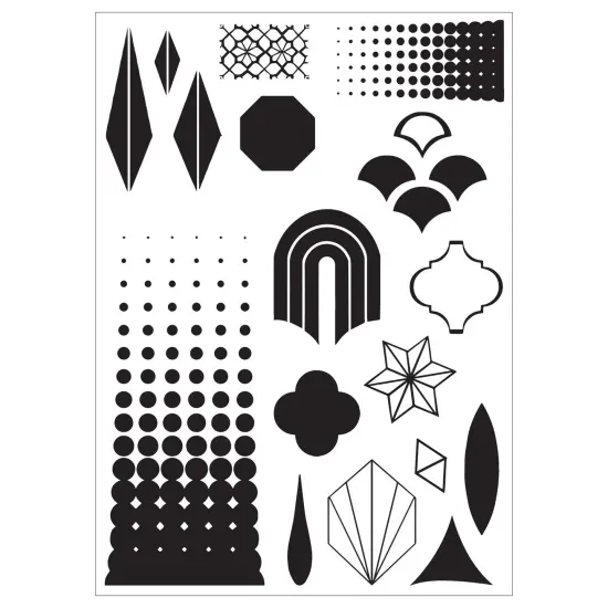 Sizzix Clear stamp Set 18/Pkg W/ Stencils 3/PKg By Vic Von S-Geometric {3}