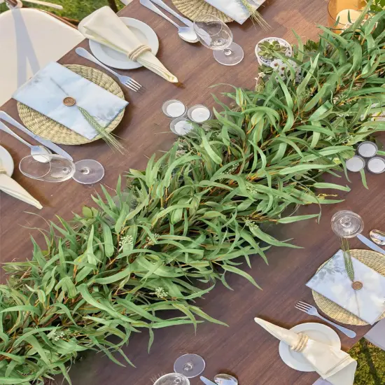 6ft Artificial Willow Eucalyptus Garland, Realistic Faux Greenery Garland for Spring Decor, Fireplace Mantel, Wedding Arch, Table Runner, Indoor & Outdoor Decoration {4}