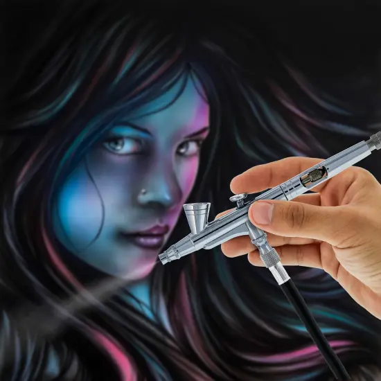 Master Performance G266 Pro Set Dual-Action Gravity Feed Airbrush Set with 3 Nozzle Sets (0.2, 0.3 & 0.5 mm) 1/16 oz Cup & Cutaway Handle, 6ft Hose {6}