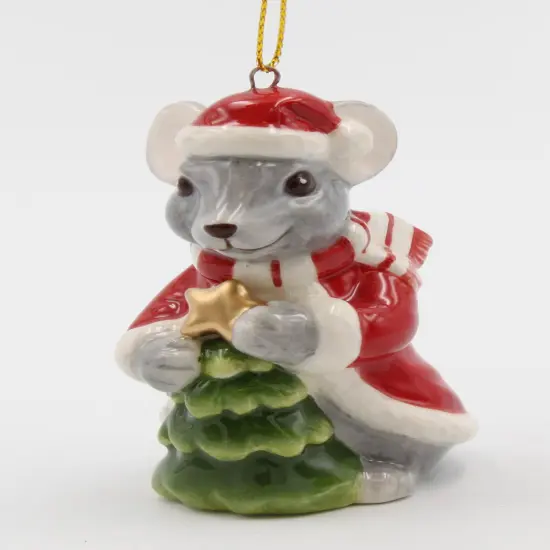 Ceramic Christmas Mouse With Tree Ornament, Home D&eacute;cor, Gift for Her, Gift for Mom, Kitchen D&eacute;cor, Christmas D&eacute;cor {5}