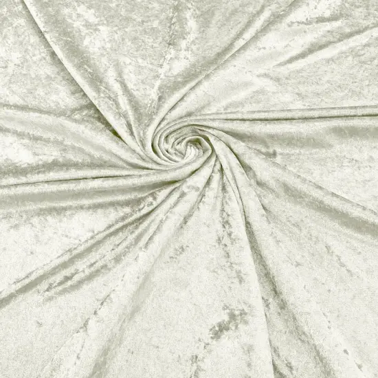 1 Yard Crushed Stretch Panne Velvet Fabric Polyester Spandex, Wide, Soft Velour Texture Ivory {1}