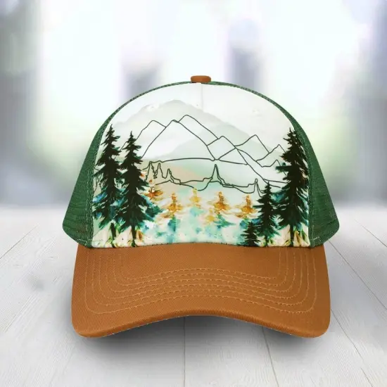 1 Count Scenic Trucker Cap Five Panel Low Profile with Recycled Pre Curved Bill Purple Ranges {4}