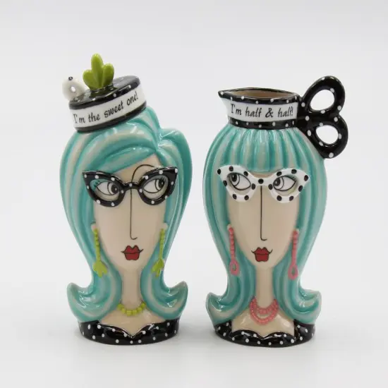 Ceramic Besties Wearing Eyeglasses Sugar And Creamer With Spoon, Home Décor, Gift for Her, Mom, Friend or Coworker, Kitchen Décor {2}