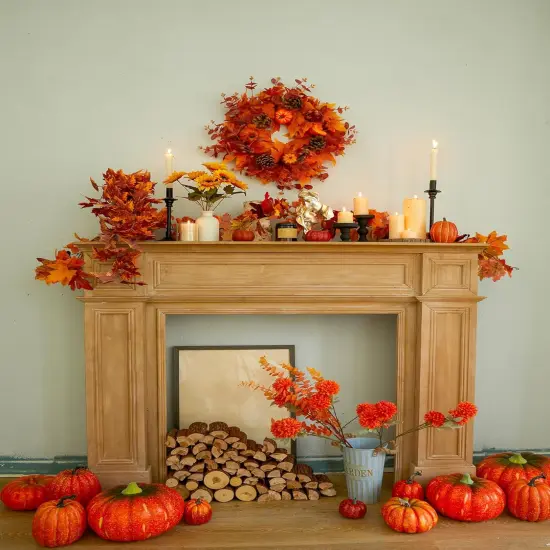 18 Inch Fall Wreath - Pumpkin {4}