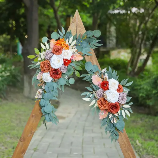 Artificial Burnt Orange & Cream Wedding Arch Flowers (Set of 2) {3}