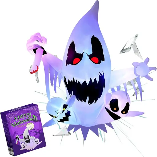 4FT Halloween Inflatable Decoration - Ghost Break Window {1}