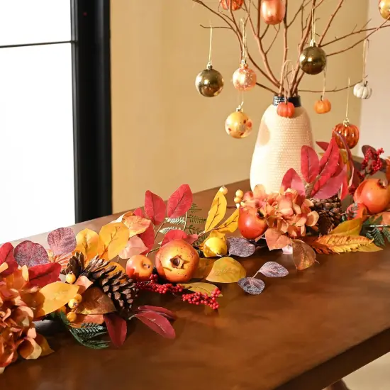 6 ft Artificial Autumn Harvest Garland for Mantle {2}