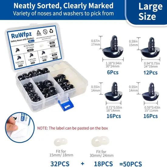 Safety Noses for Crochet Animals Amigurumi 15-30mm - 4 Sizes {2}
