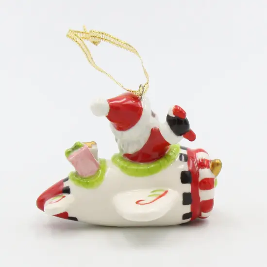 Ceramic African American Santa Flying Airplane Ornament, Gift for Pilot, Home Décor, Gift for Her, Mom, Kitchen Décor, Christmas Décor {4}