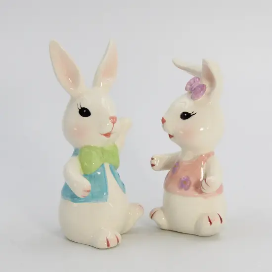 Ceramic Easter Bunny Rabbit Dancing Couple Salt and Pepper Shakers, Home D&eacute;cor, Gift for Her, Gift for Mom, Kitchen D&eacute;cor, Spring D&eacute;cor {5}