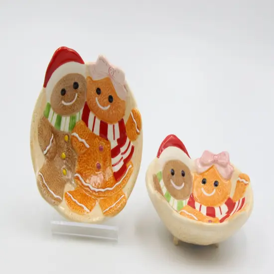 Ceramic Christmas Gingerbread Man Candy Bowl-Set Of 2, Home Décor, Gift for Her, Gift for Mom, Kitchen Décor, Christmas Décor {5}