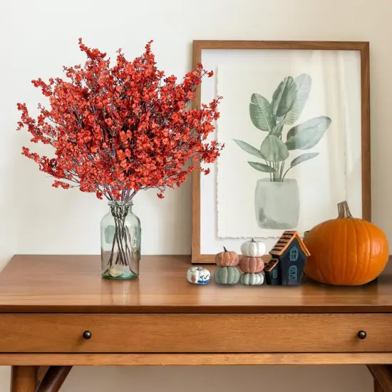 15 Pcs Babys Breath Artificial Flowers (Orange Red) {3}