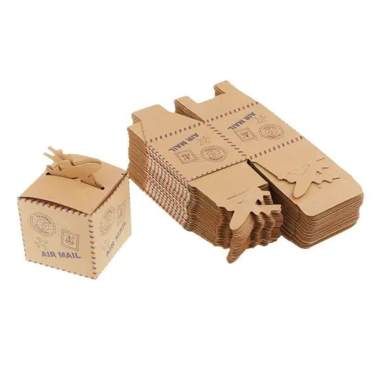 50pcs Travel Theme Airplane Kraft Paper Bag Wedding Favor Paper Bag Sweets Chocolate Candy Boxes Gift Boxes Wedding Birthday Party Favor {5}