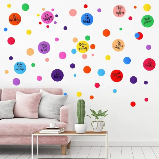 576 Pcs Polka Dot Inspirational Wall Decals - Mixed Color {5}