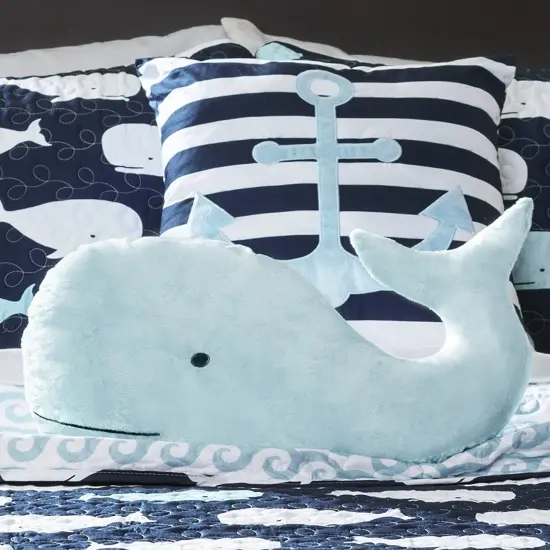 Navy Teal Whale Quilt Set Full Queen 5 Piece Bed In A Bag {4}