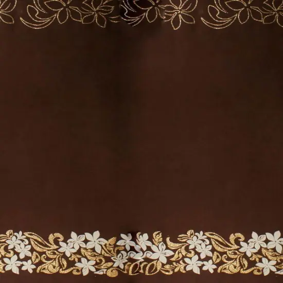 1 Yard Tiare & Swirls Double Border Glitter Polyester Fabric, 36in L x 60in W Premium Textile Brown {1}