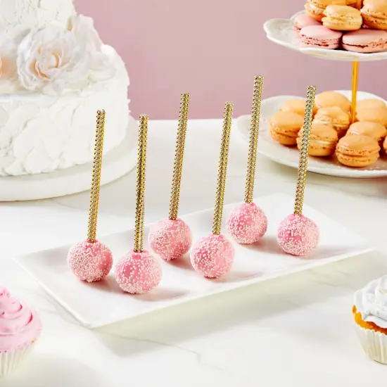 36 Pack Rhinestone Gold Cake Pop Sticks for Candy Apples, Lollipops, Dessert Bar (5.9 inches) {2}