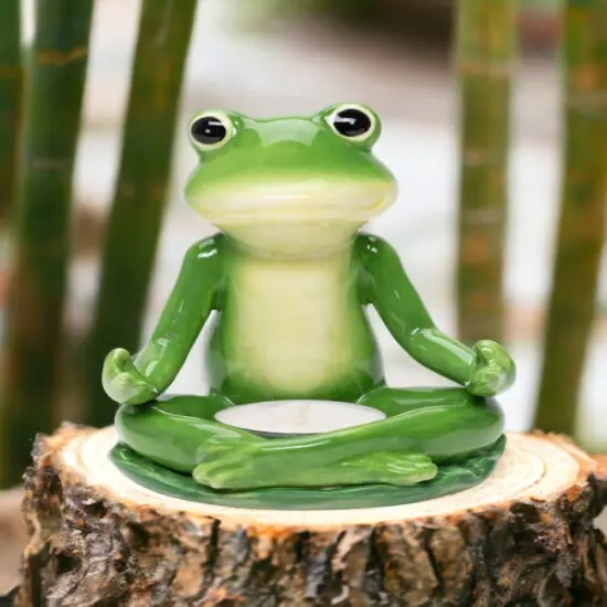 Ceramic Meditating Frog Tealight Candle Holder, Home D&eacute;cor, Gift for Her, Gift for Mom, Kitchen D&eacute;cor, Farmhouse D&eacute;cor, Nature Lover Gift {1}