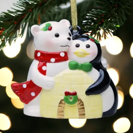 Ceramic Polar Bear And Penguin Ornament, Home D&eacute;cor, Gift for Her, Gift for Mom, Kitchen D&eacute;cor, Christmas D&eacute;cor {2}