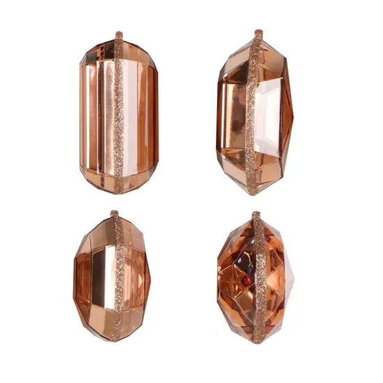 4&ndash;5&Prime; Rose Gold Rectangle Jewel Glitter Ornaments - Set for 4 {2}
