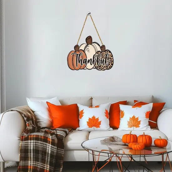 Fall Door Decor Thankful Sign Leopard Fall Pumpkin Wall Decor {3}