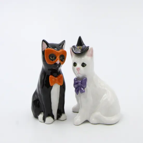 Ceramic Black and White Cats in Costumes Salt and Pepper, Home D&eacute;cor, Gift for Her, Mom, Kitchen D&eacute;cor, Cat Lovers Gift, Pet Loss Gift {3}