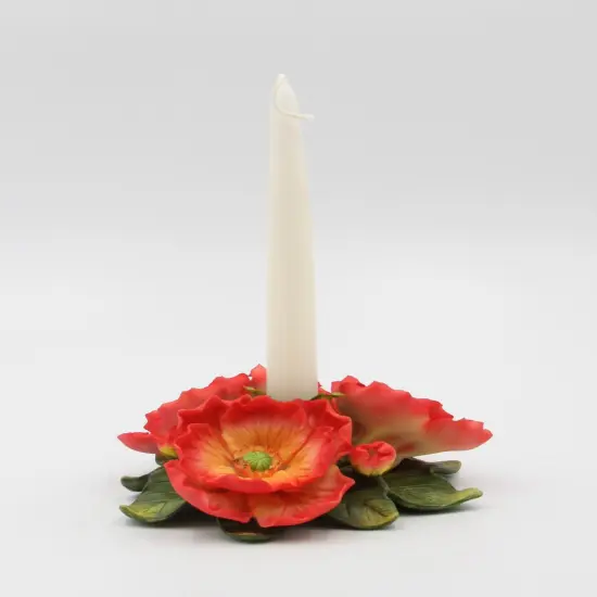 Ceramic Poppy Flower Candle Holder, Home Décor, Gift for Her, Gift for Mom, Nature Lover Gift, Dining Table Decor {2}