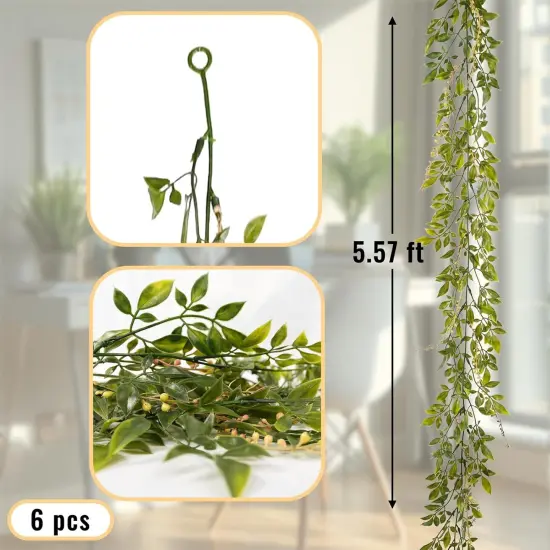 6 Pack 5.57ft Artificial Greenery Garland {3}