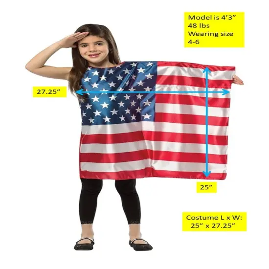 USA Flag Dress Halloween Costume, Child Sizes 4-6 & 7-10 {5}