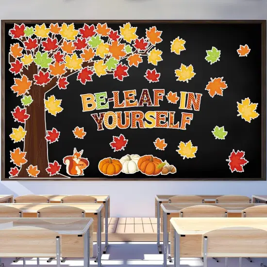 94 Pcs -Fall Tree Classroom Bulletin Board Decorations {5}