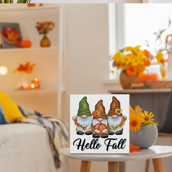 Fall Gnomes Wooden Sign for Desk {5}
