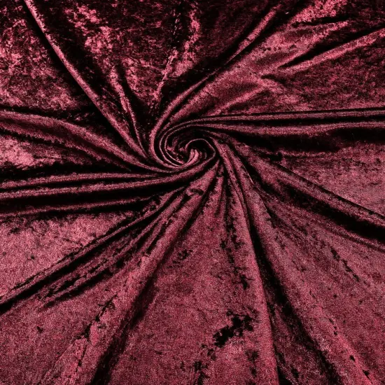 1 Yard Crushed Stretch Panne Velvet Fabric Polyester Spandex, Wide, Soft Velour Texture Burgundy {1}