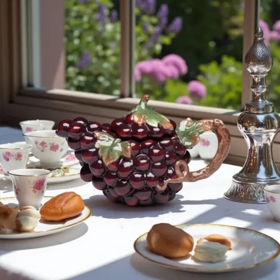 Hand Painted Ceramic Grape Teapot, Gift for Her, Gift for Mom, Tea Party D&eacute;cor, Caf&eacute; D&eacute;cor, Farmhouse D&eacute;cor {1}