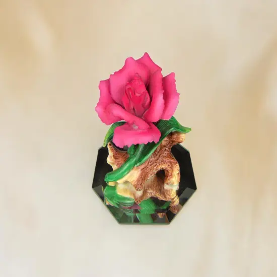 Ceramic Carnation Flower on Glass Base Figurine, Gift for Her, Gift for Mom, Mother's Day Gift, Home Decor {2}